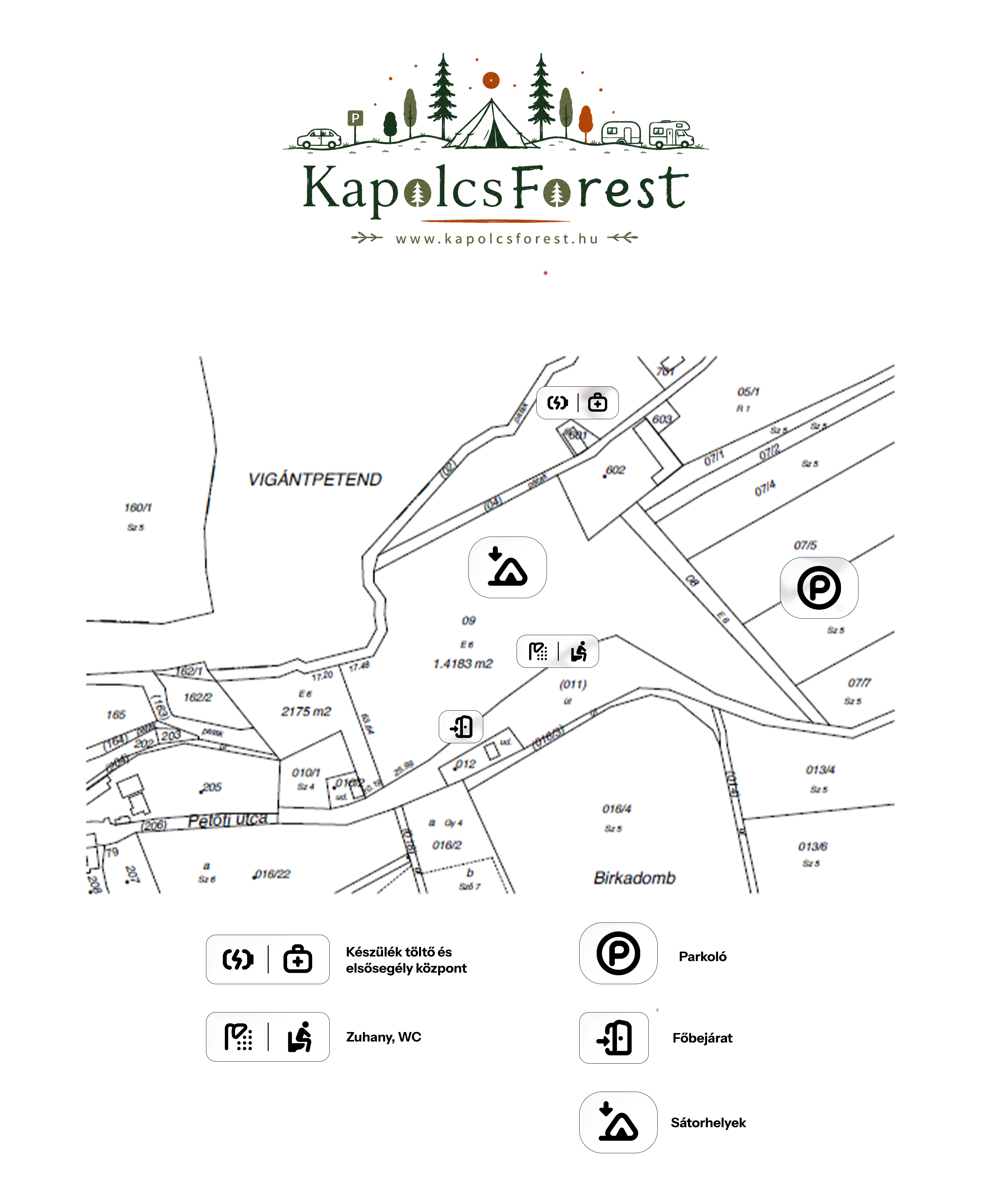 Kapolcs Forest kemping térképe